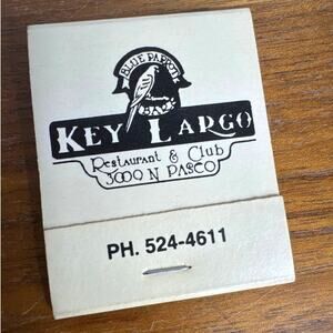 Vintage Matchbook Blue Parrot Bar Key Largo Restaurant & Club 3000 N Paseo 1980s